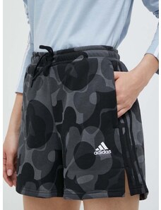 Kraťasy adidas dámské, černá barva, vzorované, medium waist