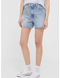 Džínové šortky Pepe Jeans RACHEL dámské, hladké, high waist