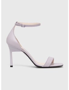 Kožené sandály Calvin Klein GEO STILETTO SANDAL fialová barva, HW0HW01610