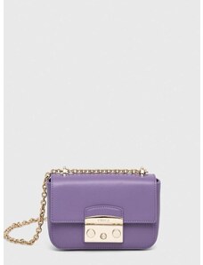 Kožená kabelka Furla fialová barva