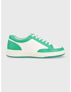 Kožené sneakers boty Lauren Ralph Lauren HAILEY II zelená barva, 802904469003