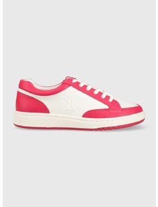 Kožené sneakers boty Lauren Ralph Lauren HAILEY II růžová barva, 802904469004