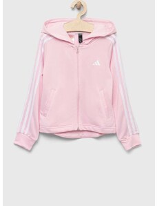 Dětská mikina adidas růžová barva, s kapucí, s aplikací