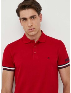 Bavlněné polo tričko Tommy Hilfiger červená barva