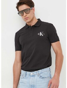 Polo tričko Calvin Klein Jeans černá barva, s potiskem, J30J323395