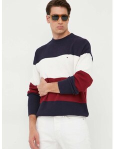 Bavlněný svetr Tommy Hilfiger tmavomodrá barva, hřejivý