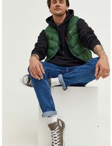 Péřová vesta Tommy Jeans zelená barva