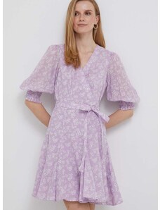 Bavlněné šaty Polo Ralph Lauren fialová barva, mini