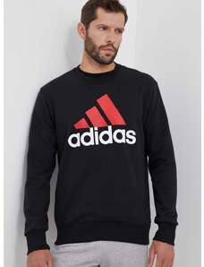 Bavlněná mikina adidas pánská, černá barva, s potiskem