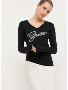 Vlněný svetr Guess dámský, černá barva