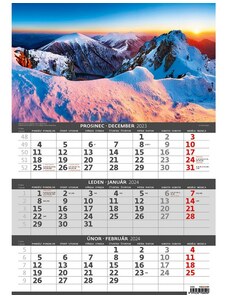 Helma 365, s.r.o. Nástěnný kalendář Hory – 3měsíční / Hory – 3mesačné 2024 N203-24