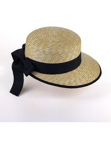 KRUMLOVANKA Letní slaměný klobouk s prodlouženým kšiltem a s černou stuhou Fa-39070
