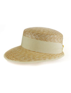 KRUMLOVANKA Letní slaměný klobouk s prodlouženým kšiltem a béžovou stuhou Fa-42660
