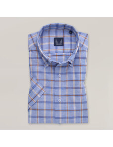 Willsoor Pánská košile slim fit modrá s kostkovaným vzorem 15329
