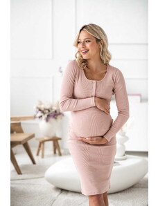 milk & love Těhotenské, kojící šaty Tummy Powder Pink