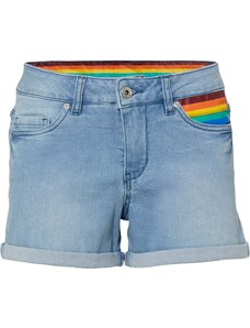 bonprix Džínové šortky Pride s detailem vlajky Modrá
