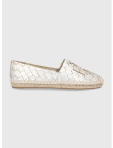 Kožené espadrilky Tory Burch zlatá barva