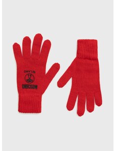 Vlněné rukavice Moschino dámské, červená barva