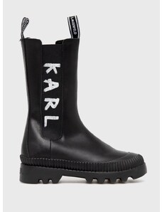 Kožené kotníkové boty Karl Lagerfeld dámské, černá barva, na platformě