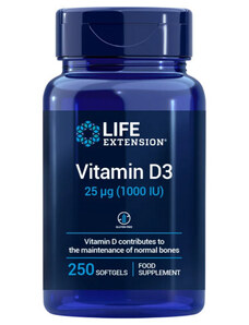 Life Extension Vitamin D3 250 ks, gelové tablety, 25 mcg ( 1.000 IU )