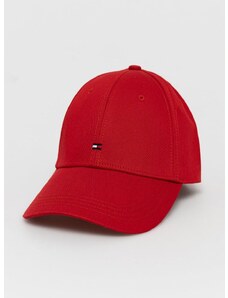 Čepice Tommy Hilfiger červená barva, hladká