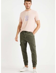 Kalhoty Desigual pánské, zelená barva, jogger