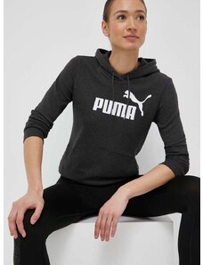 Mikina Puma dámská, šedá barva, s kapucí, s potiskem, 586791