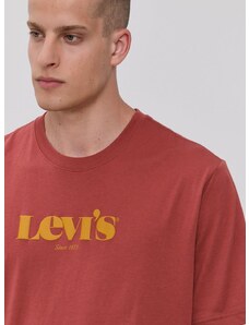 Bavlněné tričko Levi's červená barva, s potiskem, 16143.0318-Reds