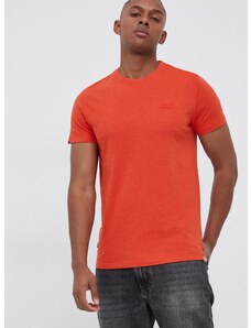 Bavlněné tričko Superdry oranžová barva, s aplikací