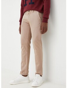 Kalhoty La Martina pánské, béžová barva, přiléhavé