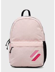 Batoh Superdry pánský, růžová barva, velký, s aplikací