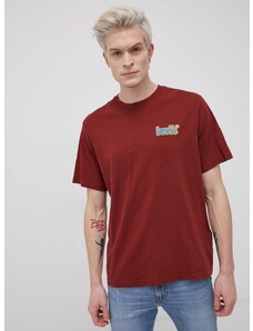 Bavlněné tričko Levi's vínová barva, hladké