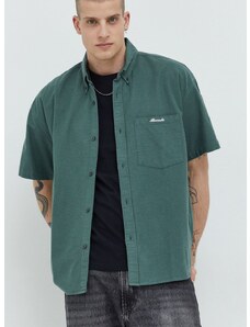 Košile Abercrombie & Fitch pánská, zelená barva, relaxed, s límečkem button-down
