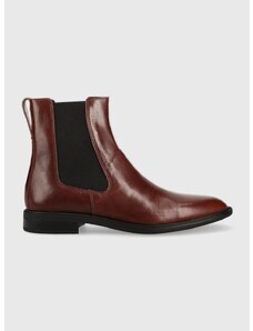 Kožené kotníkové boty Vagabond Shoemakers Frances 2.0 dámské, hnědá barva, na plochém podpatku