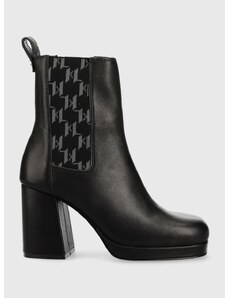 Kožené kotníkové boty Karl Lagerfeld LAVINIA III Lavinia Iii dámské, černá barva, na podpatku, KL39940
