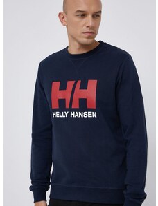 Bavlněná mikina Helly Hansen pánská, tmavomodrá barva, hladká, 34000