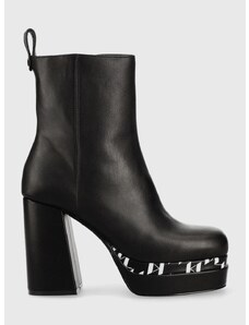 Kožené kotníkové boty Karl Lagerfeld Strada dámské, černá barva, na podpatku