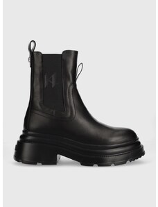 Kožené kotníkové boty Karl Lagerfeld Danton dámské, černá barva, na platformě