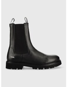 Kožené kotníkové boty Karl Lagerfeld Troupe Mens pánské, černá barva