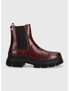 Kožené kotníkové boty Tommy Hilfiger Preppy Outdoor Low Boot dámské, vínová barva, na platformě