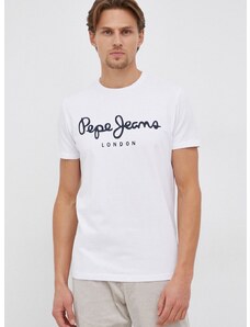 Tričko Pepe Jeans Original Stretch bílá barva, s potiskem