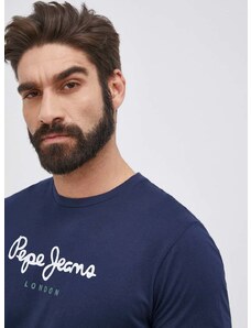 Bavlněné tričko Pepe Jeans Eggo tmavomodrá barva, s potiskem
