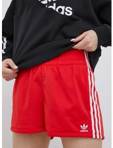 Kraťasy adidas Originals Adicolor dámské, červená barva, hladké, high waist, HE9495-VIVRED