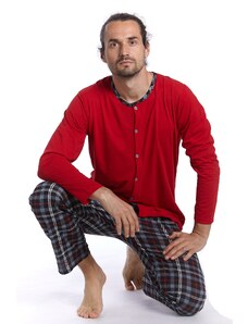Naspani Červené pyžamo pro muže celopropínací 1P1437