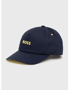 Boss Orange Bavlněná čepice BOSS Boss Casual tmavomodrá barva, s aplikací