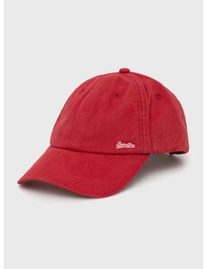 Čepice Superdry červená barva, hladká