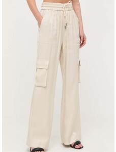 Kalhoty Guess dámské, béžová barva, jednoduché, high waist
