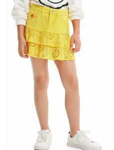 Dětská sukně Desigual žlutá barva, mini, áčková