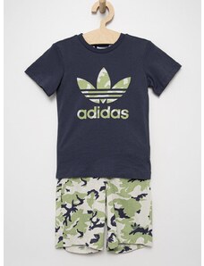 Dětská bavlněná souprava adidas Originals HE6928 tmavomodrá barva