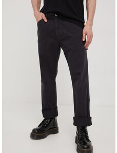 Bavlněné kalhoty Superdry pánské, černá barva, ve střihu chinos